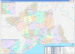 New Haven County, CT Wall Map Color Cast Style 2024